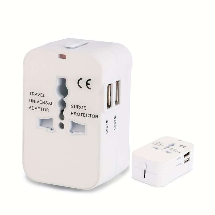 1 x Universal Travel Adapter, Dual Usb Port Converter