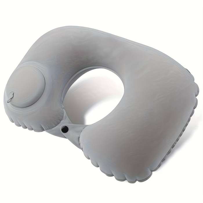 Modern Velvet U-Shaped Inflatable Neck Pillow Automatic Neck Support