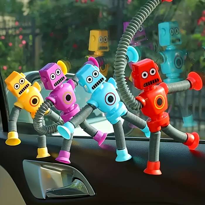 4pcs stretchable suction cup robot toys