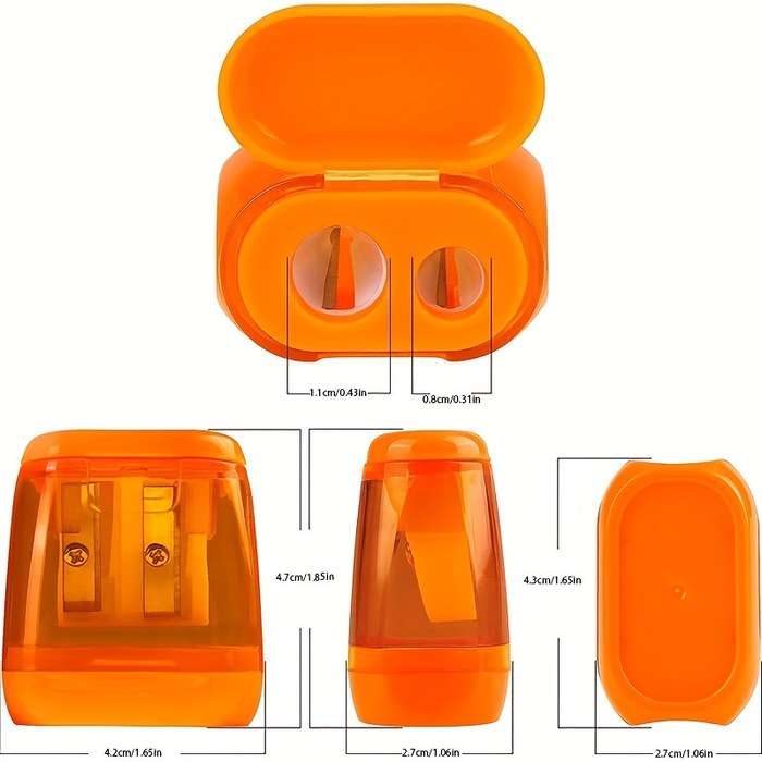 4-Pack Triangular Double-Hole Pencil Sharpener