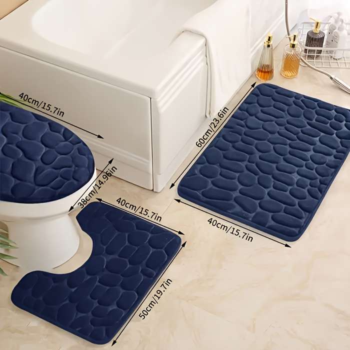 3-Pack Non-Slip Machine-Made Bath Mats