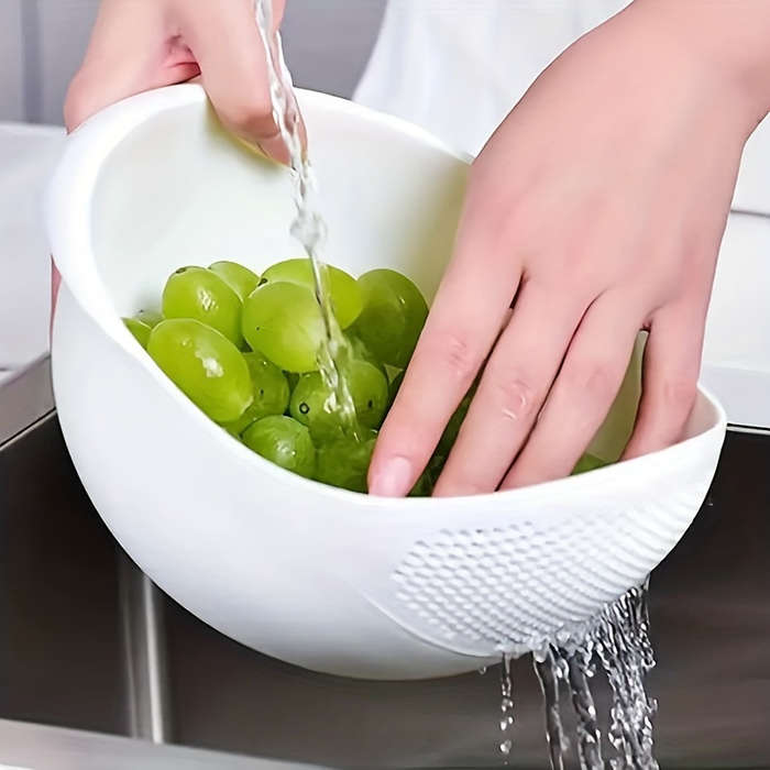 1Pc Plastic Rice Washing Bowl With Strainer Efficiently Wash Small Grains And Kitchen Gadgets