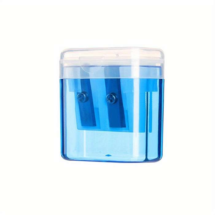 1pcs Double Slot Manual Pencil Sharpener With Cover