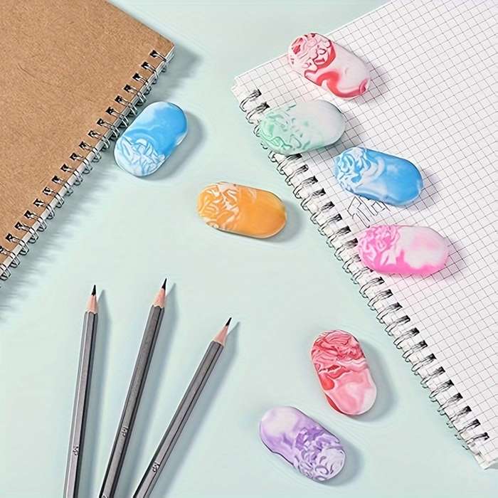 3 Pieces Marble Pencil Eraser