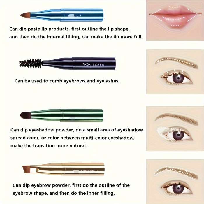 4 In 1 Eyebrow Brush Lip Brush Eyelash And Eye Shadow Brush