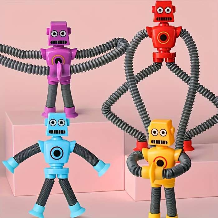 4pcs stretchable suction cup robot toys