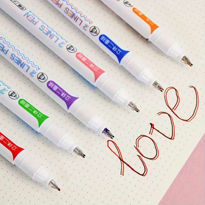 6 Bright Double-Line Gel Pens