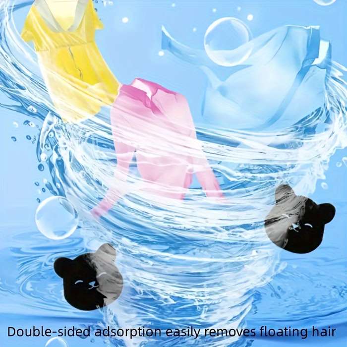 Reusable Cartoon Bear Laundry Sponge for Washing Machine PET Hair Remover, Deodorant Cleaner 5PCS