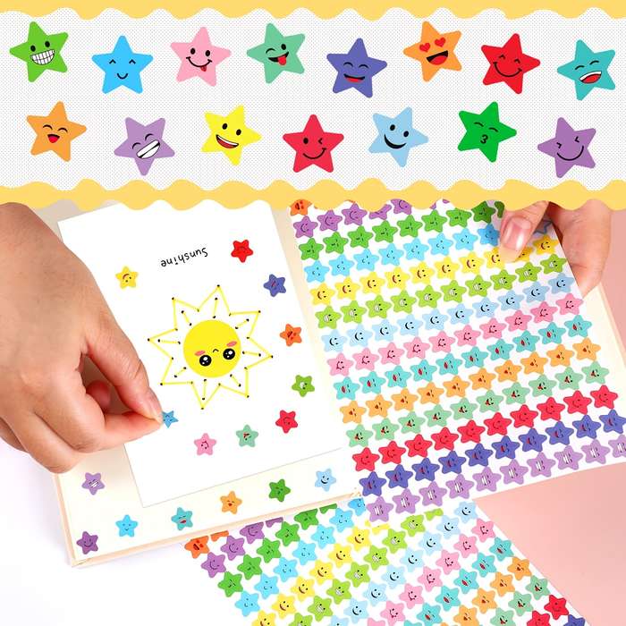 1500 Star Stickers 15 Designs Smiley Faces