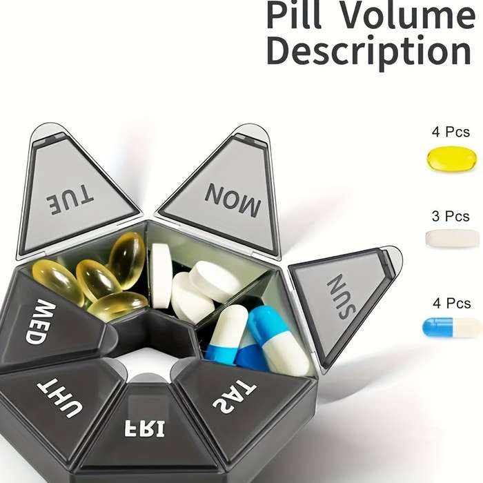 7-Day Pill Organizer with Individual Compartments