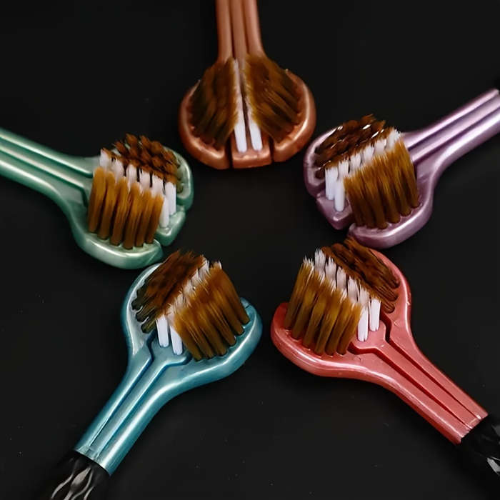 5-Pack V-Shaped Three-Sided Manual Toothbrush