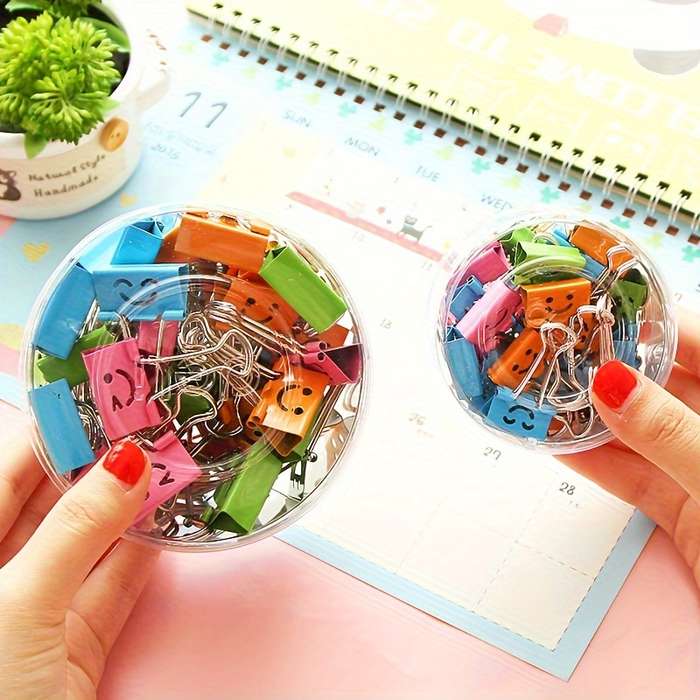 50-Pack Assorted-Color Cartoon Face Binder Clips