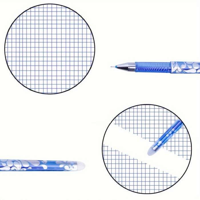 36 Erasable Gel Pens Set, 6 Colors - Blue, Black, Red, Green, Orange, Purple Ink - Washable with Poc