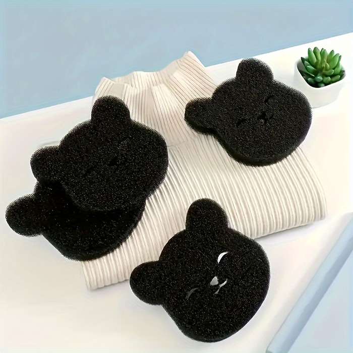 Reusable Cartoon Bear Laundry Sponge for Washing Machine PET Hair Remover, Deodorant Cleaner 5PCS