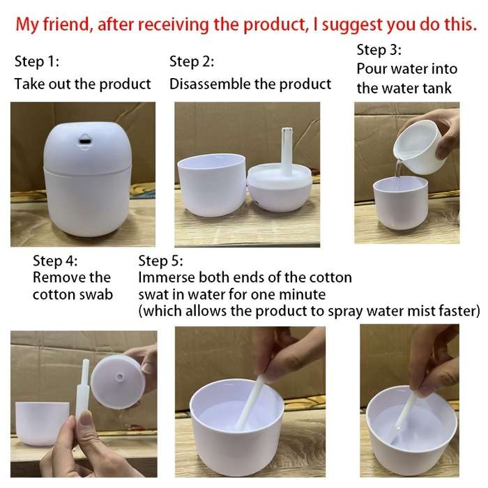 USB Powered Ultrasonic Essential Oil Diffuser, 7.44 oz Portable Aromatherapy Humidifier with LED Nig