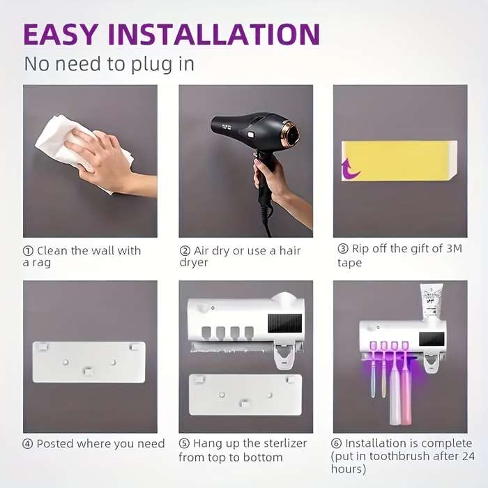 1 Piece Of Smart Uv Disinfection Toothbrush Holder