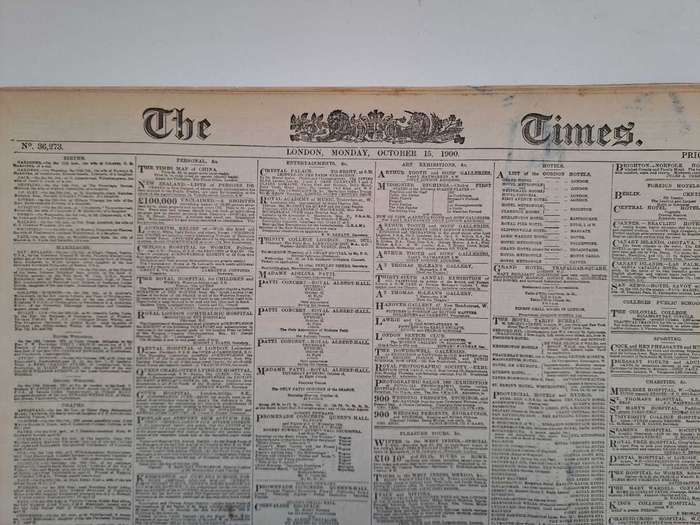 THE TIMES NEWSPAPER London 15th October 1900