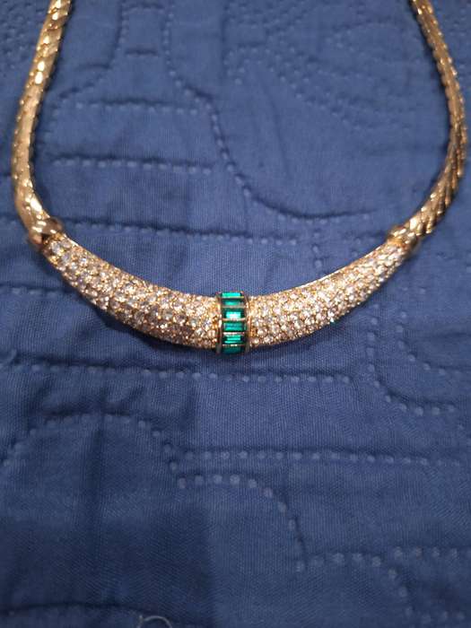 Christian Dior Vintage 1970 emerald moon crystals crescent