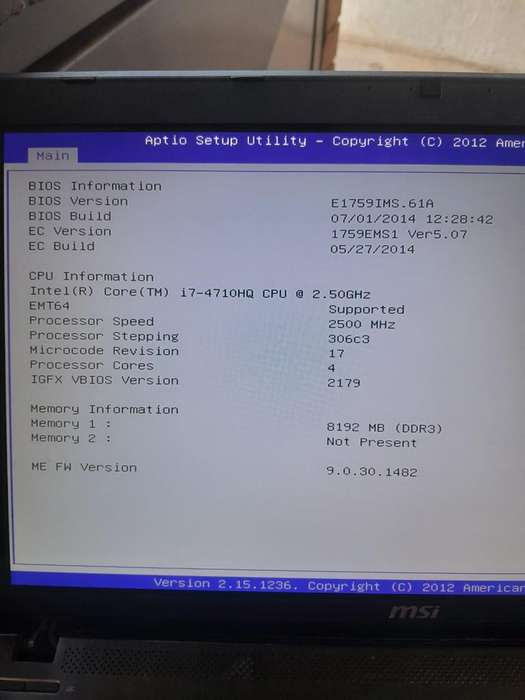LATE ENTRY MSI MS-1759 GAMING LAPTOP CORE i7 12GB RAM