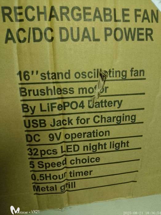 WANTECH 16" RECHARGEABLE OSCILLATING FAN