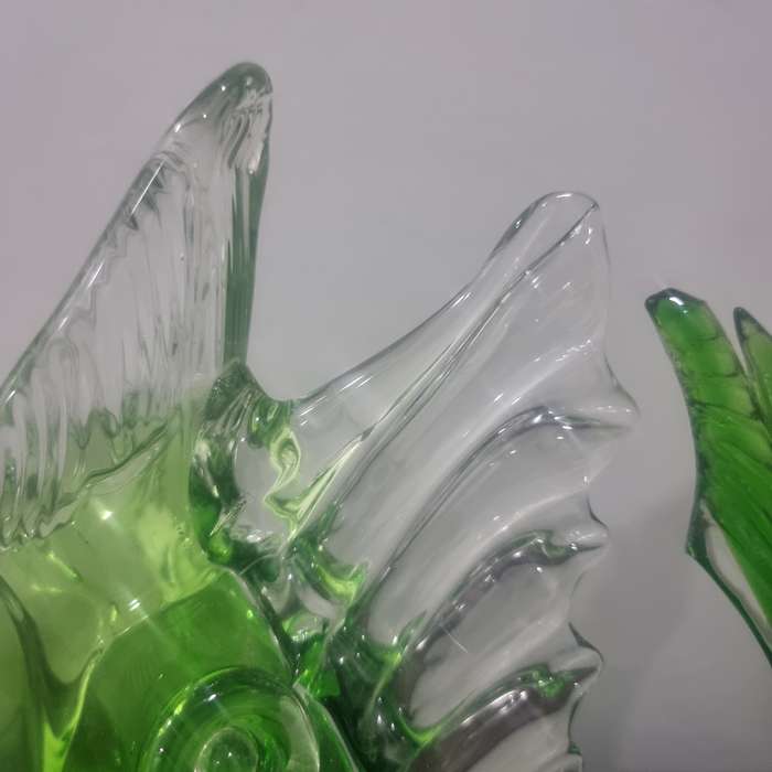 Very rare!!  Murano Italian Green Glass Fighting STUNNING!