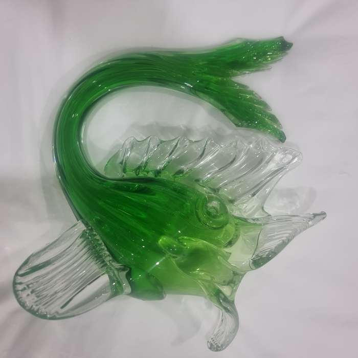 Very rare!!  Murano Italian Green Glass Fighting STUNNING!