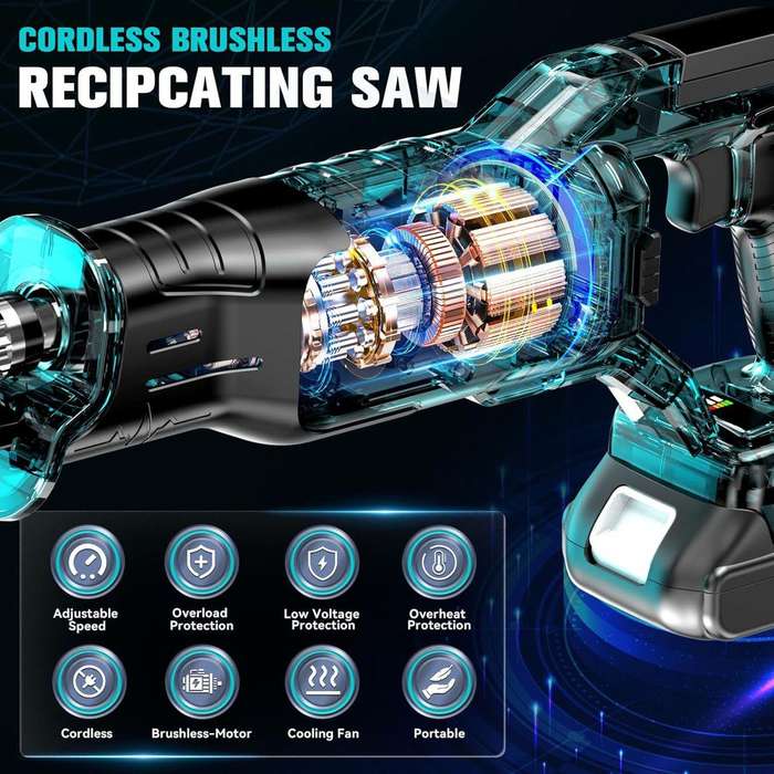 DEFECTIVE 36V Wireless Reciprocating Saw - 6 Pc Lithium Electric Sabre Saw Kit