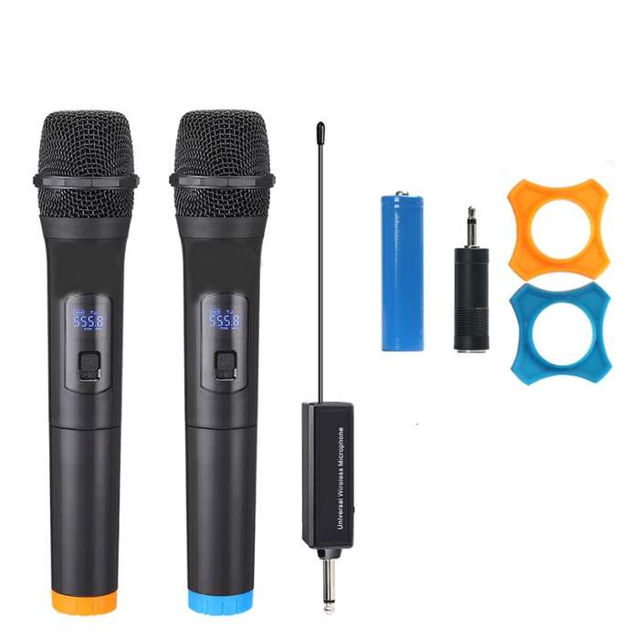 2 Pc Cordless handheld Microphone Set With Rechargeable Receiver & Batteries