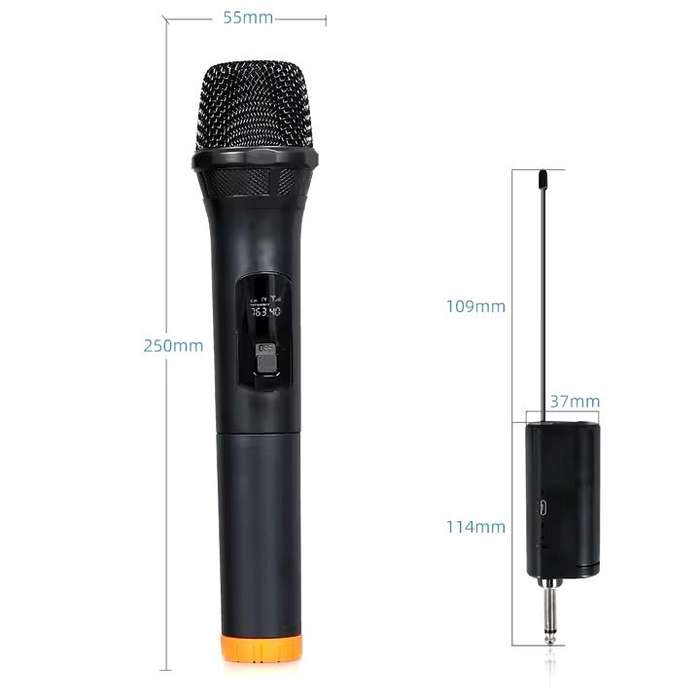 2 Pc Cordless handheld Microphone Set With Rechargeable Receiver & Batteries