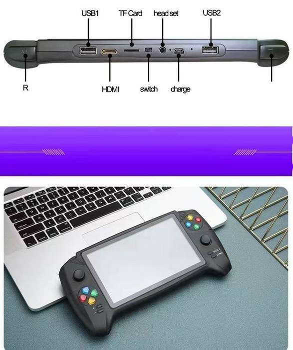 7 Inch Handheld Portable Game Console With 17224 Built In Retro Games