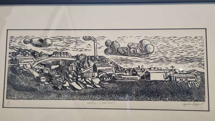 Sophie Peters. ORIGINAL LINOCUT. Oukip ( Okiep ) Is Bankrot. Hand signed and numbered 2/12.