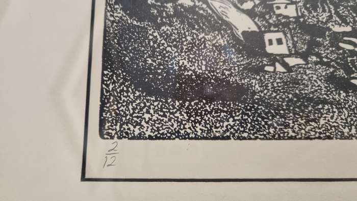 Sophie Peters. ORIGINAL LINOCUT. Oukip ( Okiep ) Is Bankrot. Hand signed and numbered 2/12.