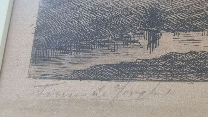 Tinus de Jongh Signed Etching. WORCESTER DAM. Very Rare!!