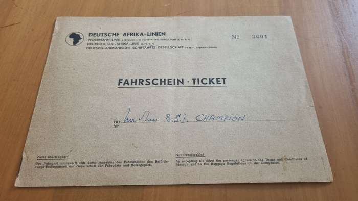 Cruise Ticket Port Elizabeth Lourenco Marques 1953