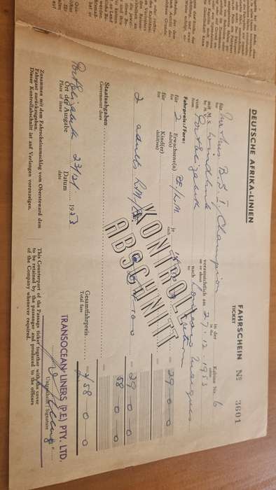 Cruise Ticket Port Elizabeth Lourenco Marques 1953