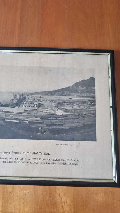 Table Bay Harbour Showing the Largest Troopship Convoy Ever to Visit the Southern Hemisphere. 1941.