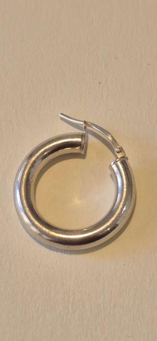 2.2 gram large sterling silver hoop earring. Italy 925 marked.  One tiny dent, otherwise perfect.