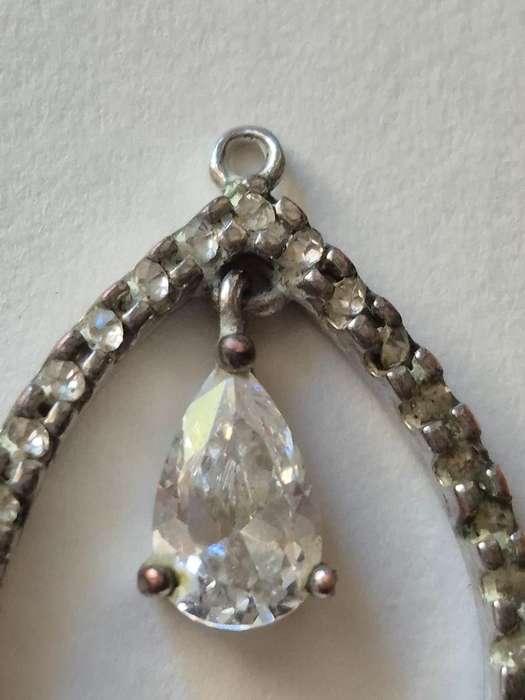 Single Teardrop Pendant or Charm with double teardrop design. Stunning!. Marked SU CH.