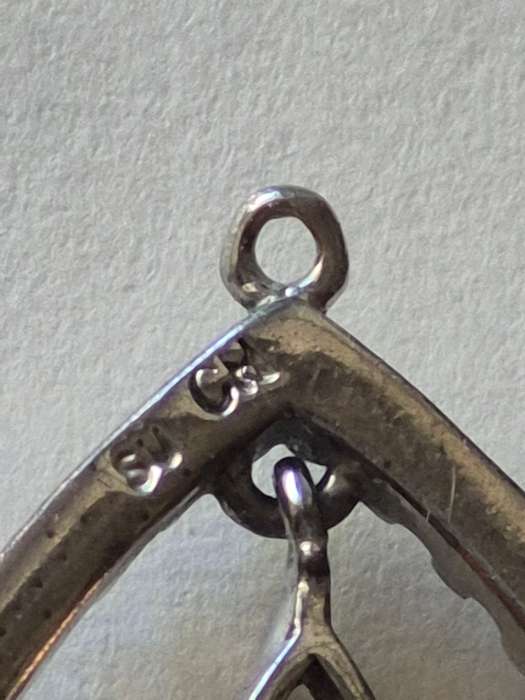 Single Teardrop Pendant or Charm with double teardrop design. Stunning!. Marked SU CH.