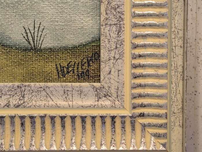 Hannetjie de Clercq South African 1958- . Self Portrait in Fantasy Landscape. Exquisite!! Framed.