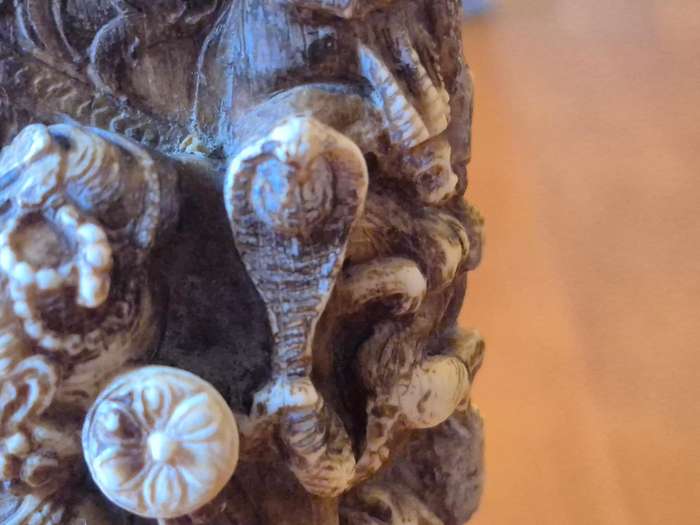 Hand carved Indian Nayaka Ivory. 17th to 18th century. Hindu Gods Shiva and Varvati on Nandi.