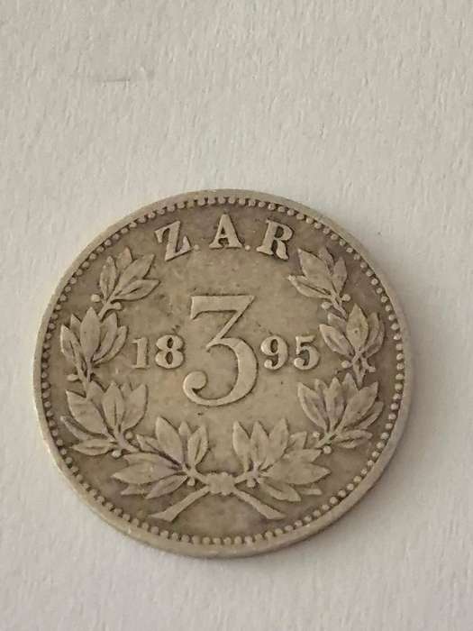 1895 Threepence 3d ZAR Zuid Afrikaanse Republiek. Solid Silver.