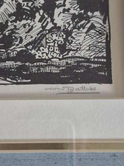 Walter Battiss HAND SIGNED AND TITLED Rustenberg, Stellenbosch, Cape. Framed. SCARCE!