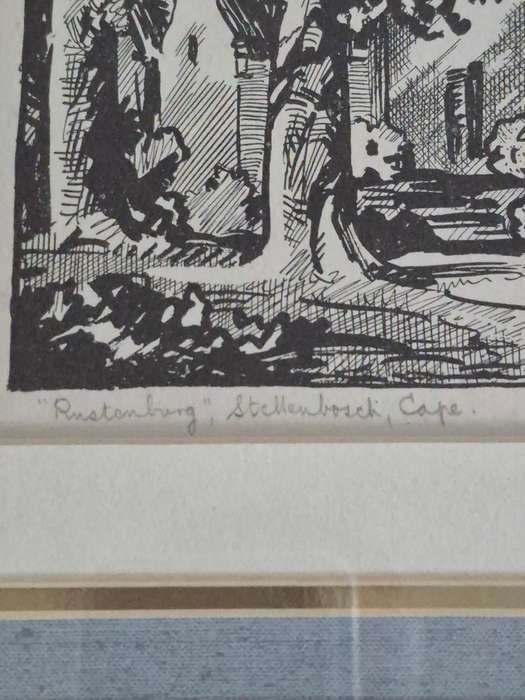 Walter Battiss HAND SIGNED AND TITLED Rustenberg, Stellenbosch, Cape. Framed. SCARCE!