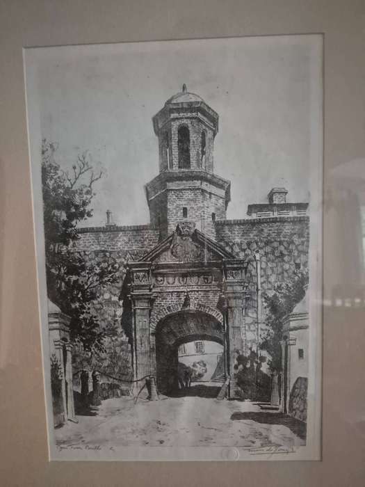 Tinus de Jongh.  CAPE TOWN CASTLE GATE. Original Signed Blindstamped Etching.