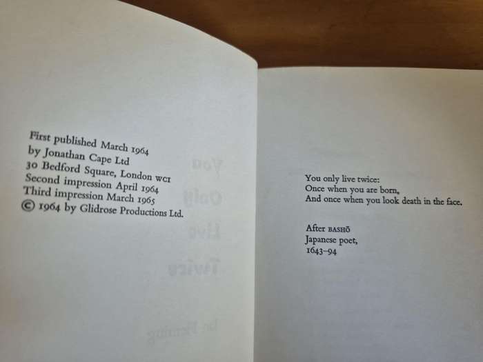 You Only Live Twice by Ian Fleming. James Bond in FIRST EDITION 3RD IMPRESSION HARDBACK+ DUST JACKET