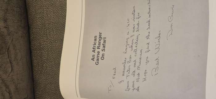 An African Game Ranger on Safari. SIGNED AND INSCRIBED BY AUTHOR. Cowie, Don
