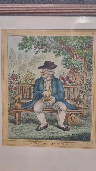 Delicious Weather. Original Hand Coloured copper plate etching. Gillray, James ( 1757-1815 )