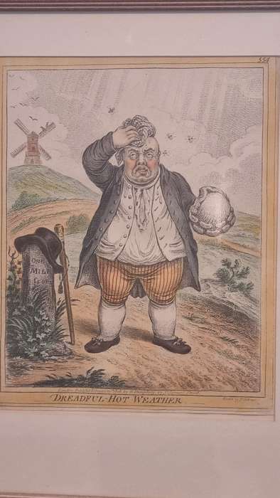 Dreadful Hot Weather. Original Hand Coloured Copper Plate Etching. Gillray, James ( 1757-1815 )