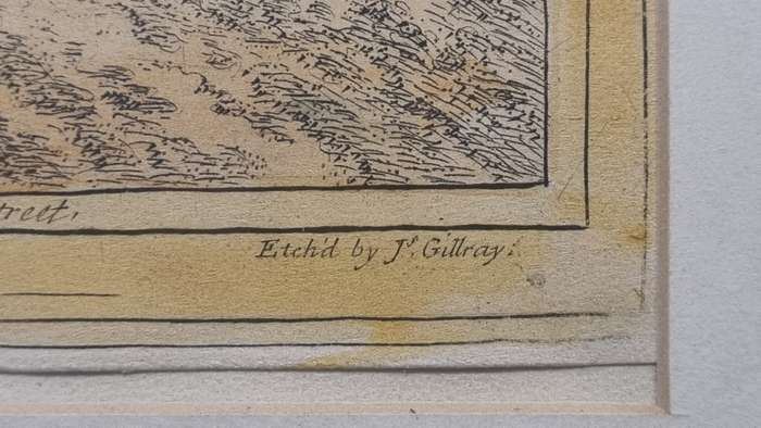 Dreadful Hot Weather. Original Hand Coloured Copper Plate Etching. Gillray, James ( 1757-1815 )